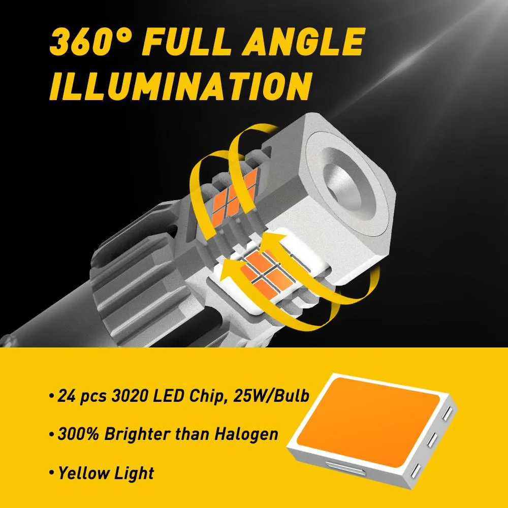 1156 BA15S LED Bulb Turn Signal Light Bulbs, Non-polarity, Compatible with standard and CK sockets, Amber, 25W Per Bulb