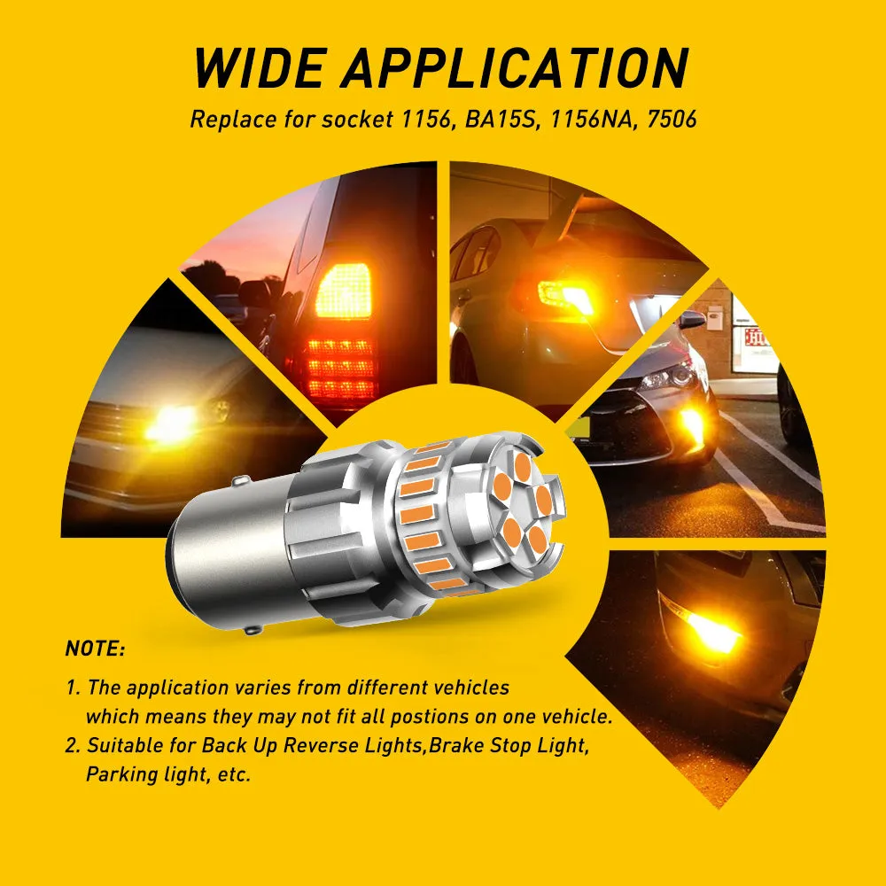 1156 LED Turn Signal Light Bulbs Amber Yellow 400% Brighter