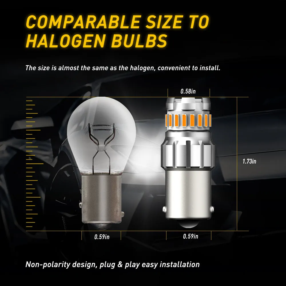 1156 LED Turn Signal Light Bulbs Amber Yellow 400% Brighter
