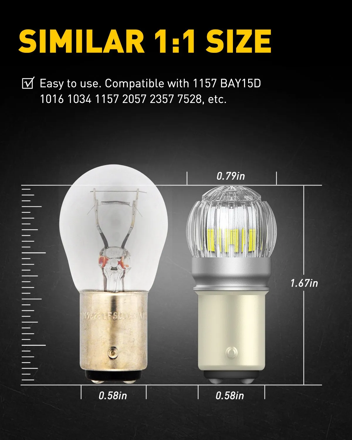 1157 LED Bulb White, Super Bright Unique 1:1 Design