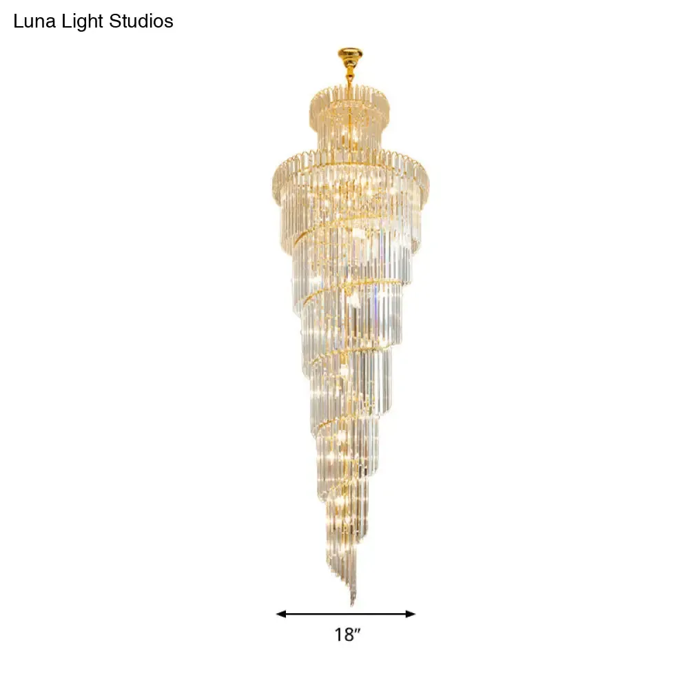 12 Heads Crystal Rod Pendant Chandelier for staircase Living Room Lighting 15 to 19 Inch