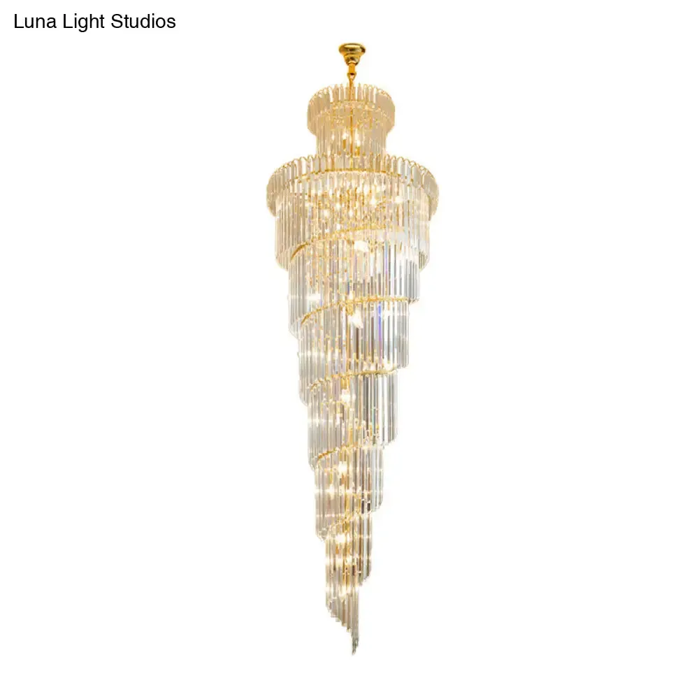 12 Heads Crystal Rod Pendant Chandelier for staircase Living Room Lighting 15 to 19 Inch