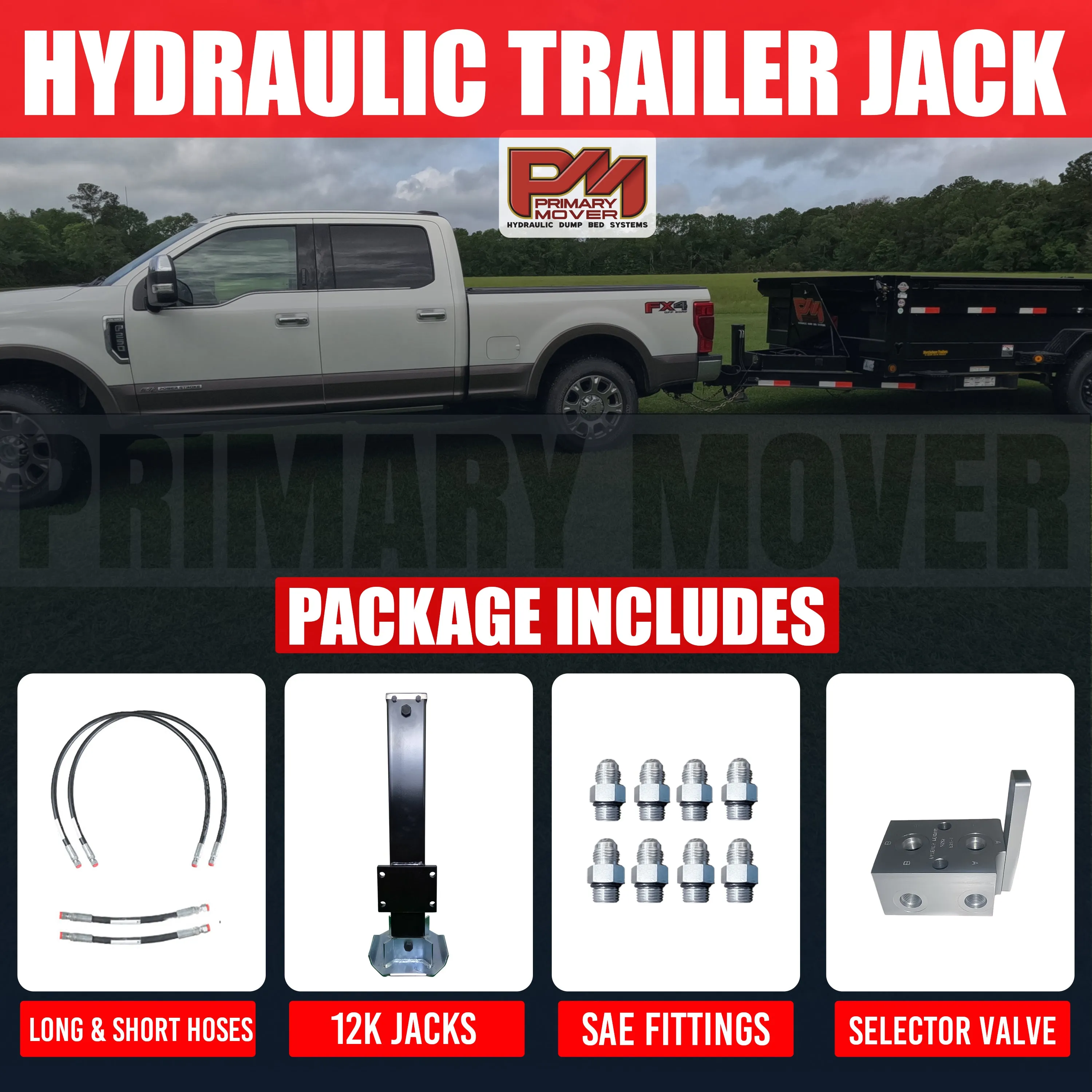 12k Single Hydraulic Trailer Jack Add-On Kit "Weld On" or "Bolt On"