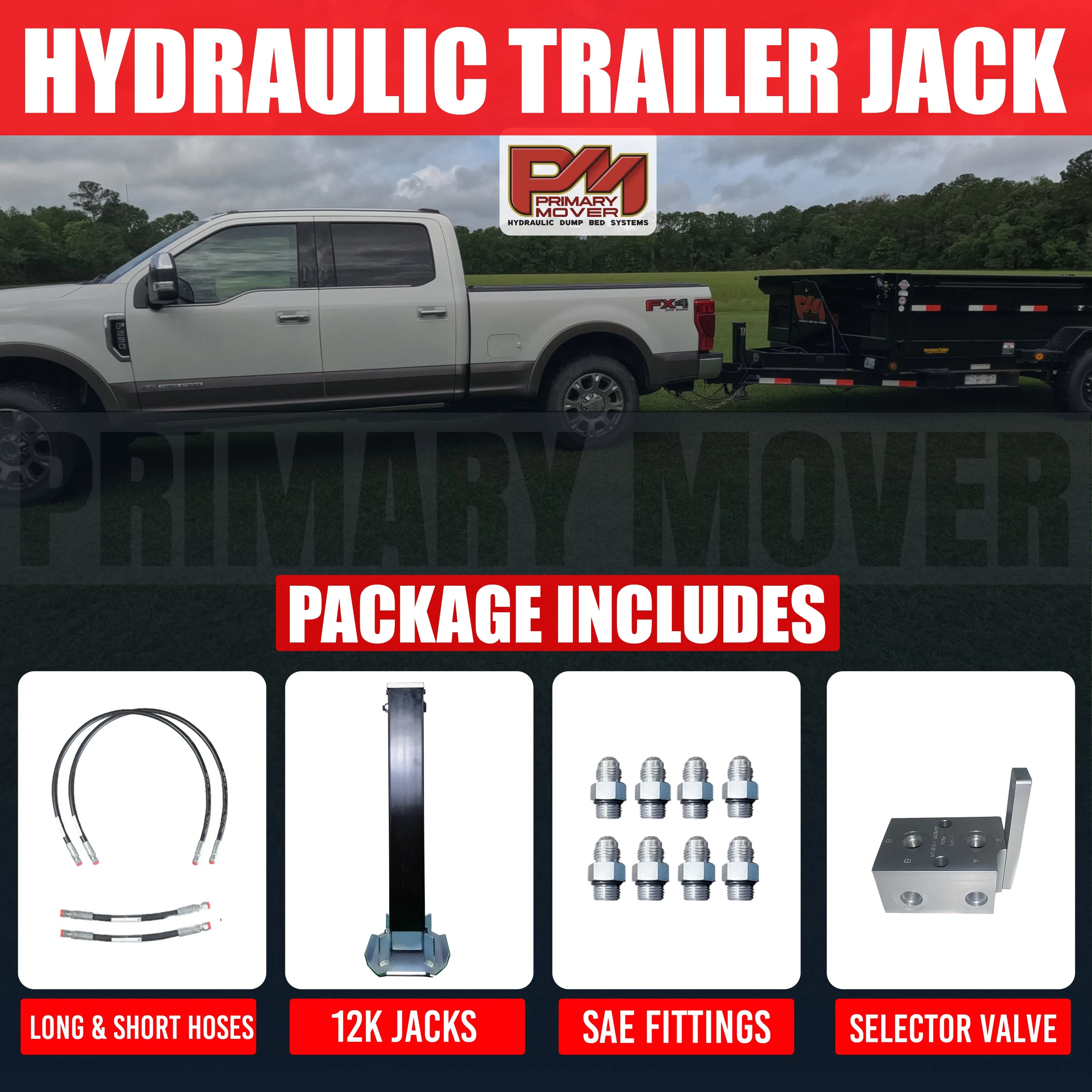 12k Single Hydraulic Trailer Jack Add-On Kit "Weld On" or "Bolt On"
