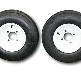 2-Pack Antego Trailer Tire On Rim 480-8 4.80-8 Load C 4 Lug White Wheel