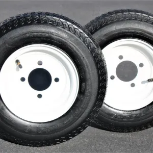 2-Pack Antego Trailer Tire On Rim 480-8 4.80-8 Load C 4 Lug White Wheel