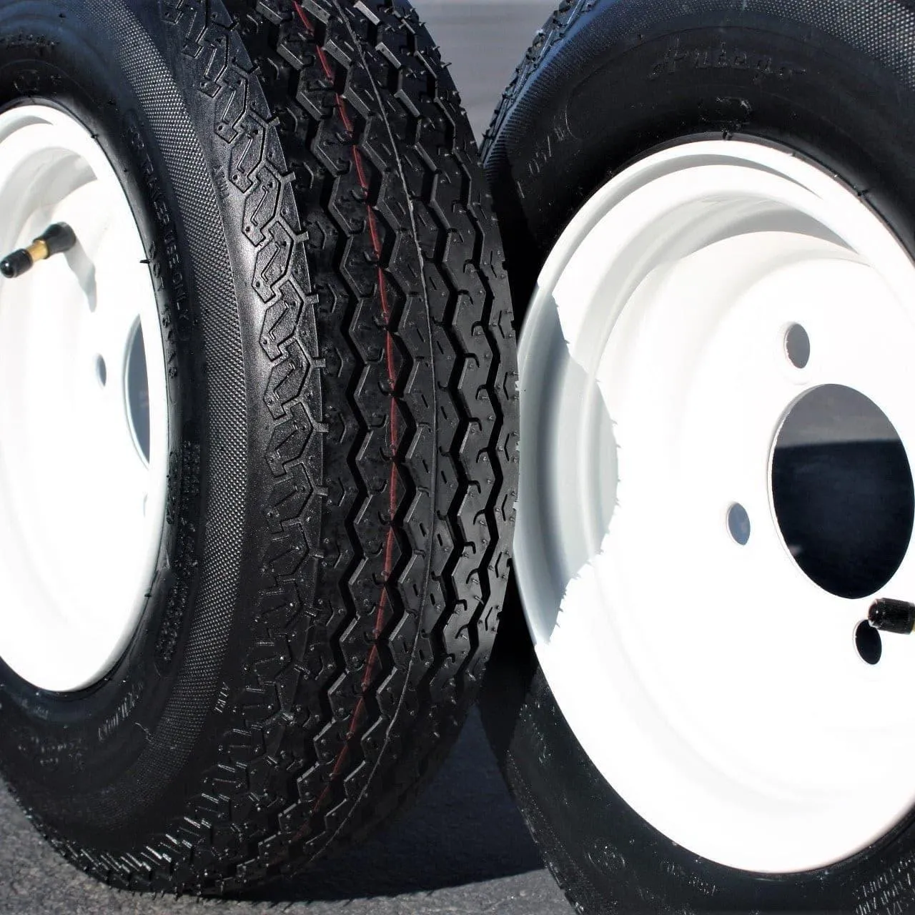 2-Pack Antego Trailer Tire On Rim 480-8 4.80-8 Load C 4 Lug White Wheel