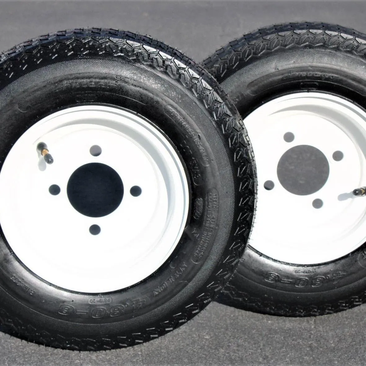2-Pack Antego Trailer Tire On Rim 480-8 4.80-8 Load C 4 Lug White Wheel