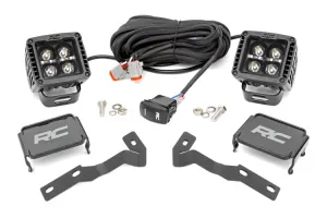 2005-15 Toyota Tacoma Rough Country Low-Profile Led Light Ditch Light Kit, Black Series w/ White DRL