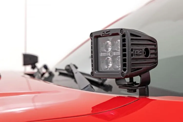 2005-15 Toyota Tacoma Rough Country Low-Profile Led Light Ditch Light Kit, Black Series w/ White DRL
