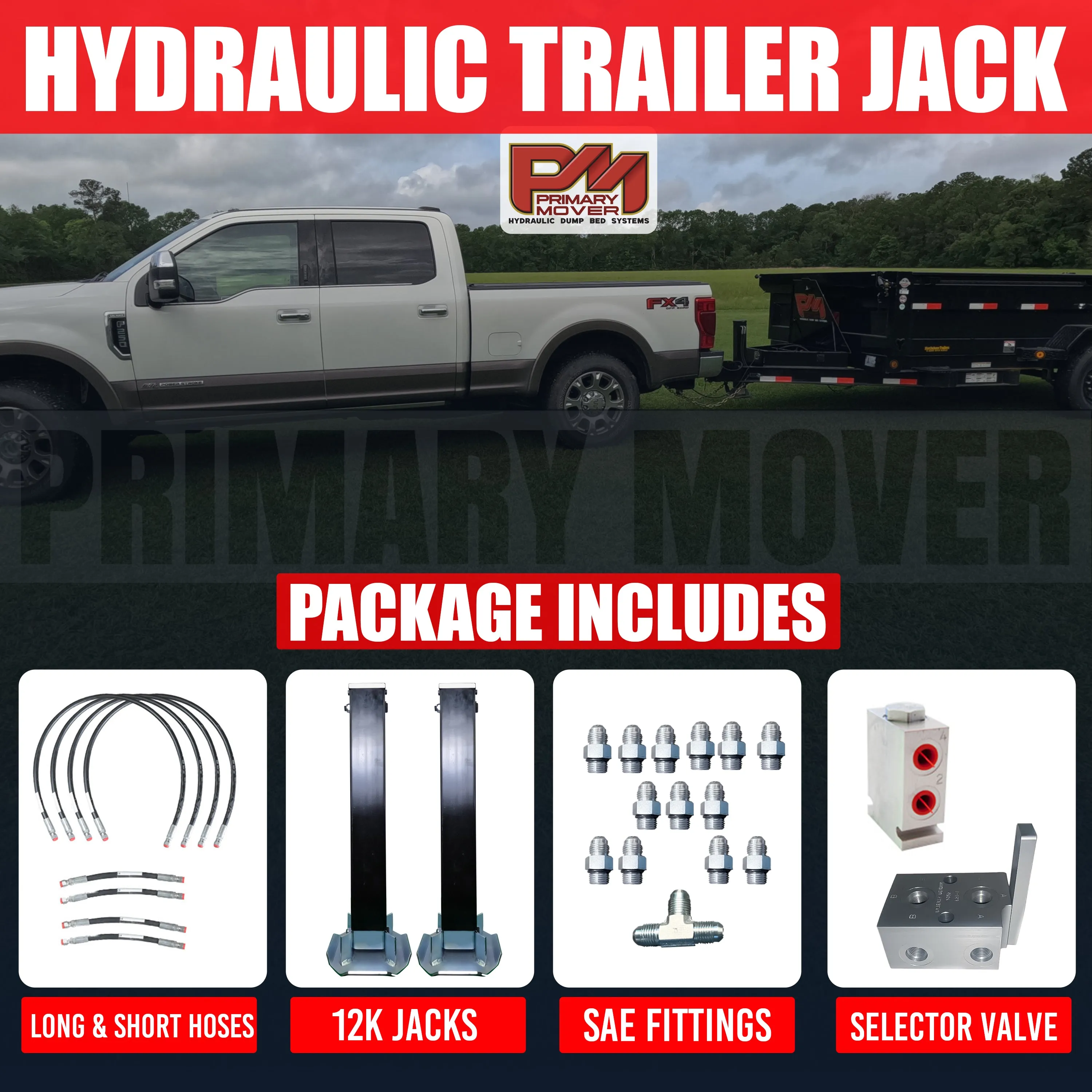 24k Double Hydraulic Trailer Jack Add-On Kit "Weld On" or "Bolt On"