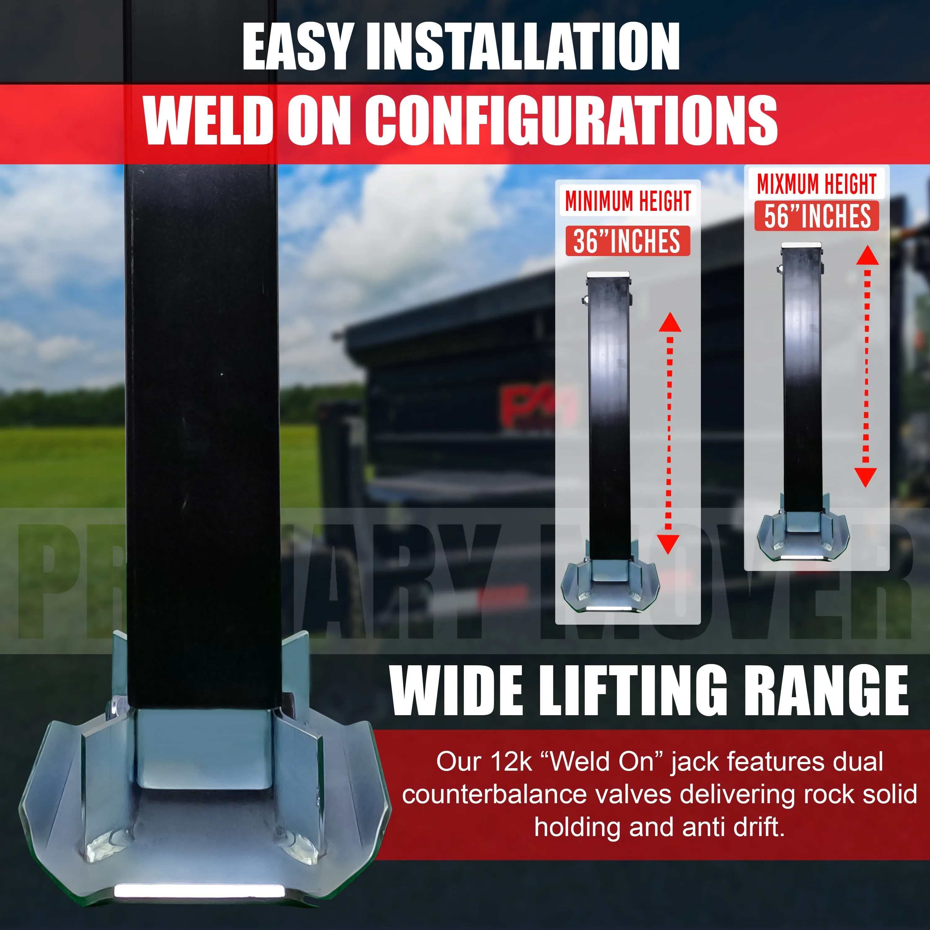 24k Double Hydraulic Trailer Jack Add-On Kit "Weld On" or "Bolt On"