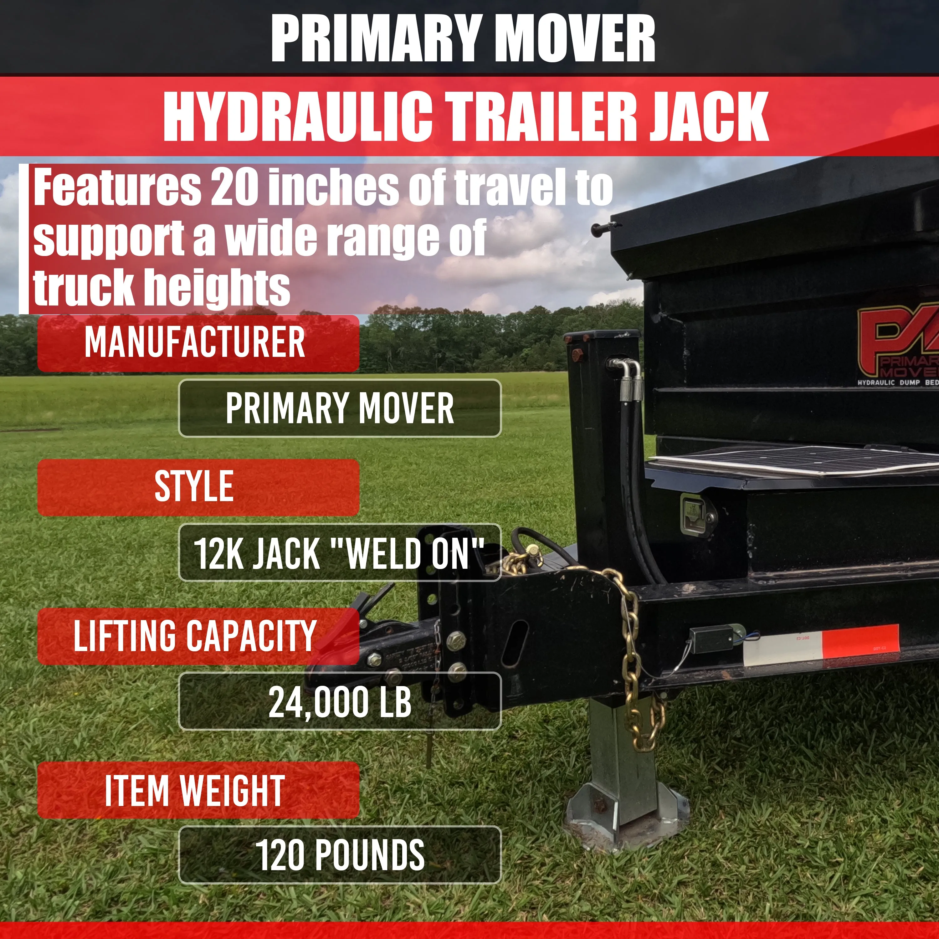 24k Double Hydraulic Trailer Jack Add-On Kit "Weld On" or "Bolt On"