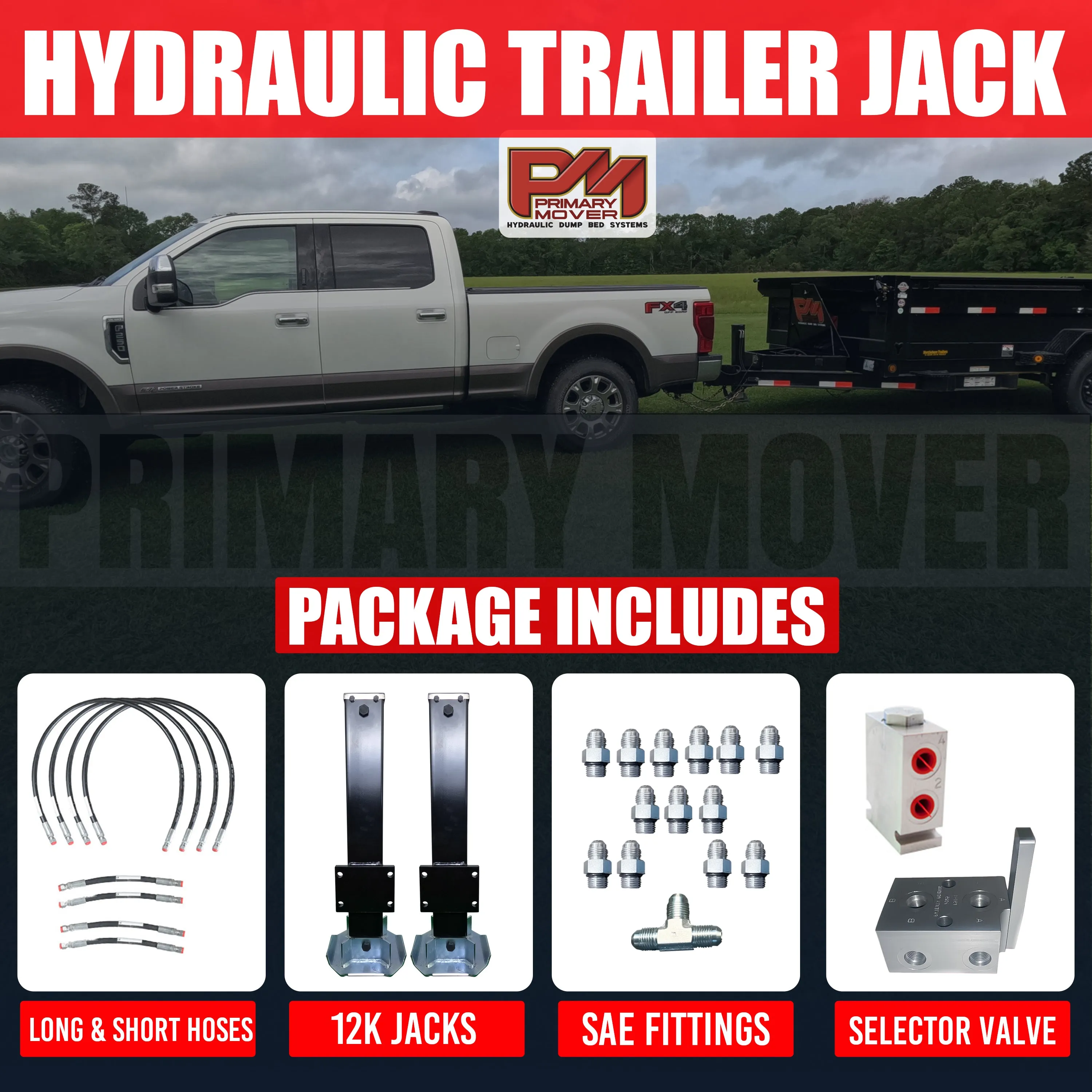 24k Double Hydraulic Trailer Jack Add-On Kit "Weld On" or "Bolt On"