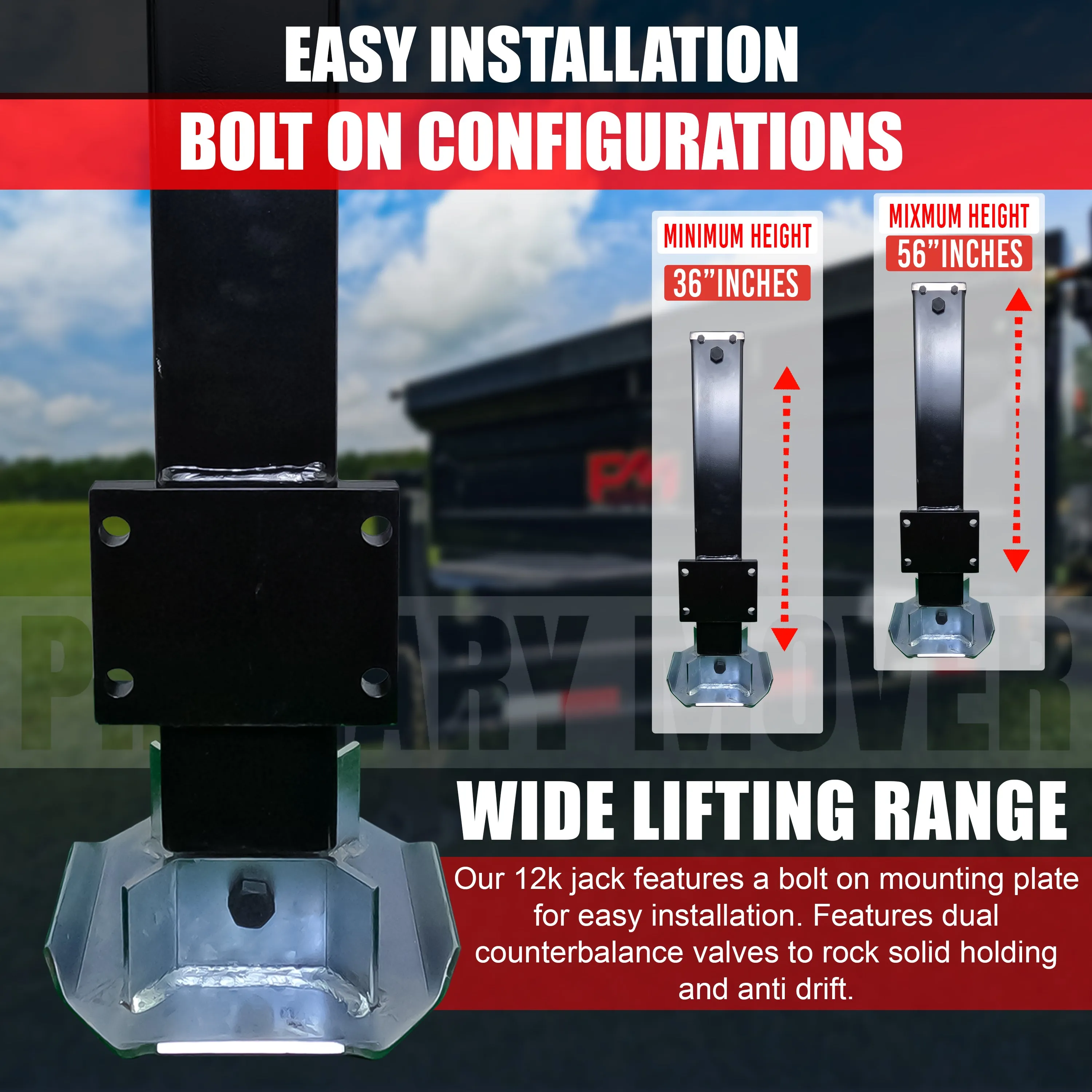 24k Double Hydraulic Trailer Jack Add-On Kit "Weld On" or "Bolt On"