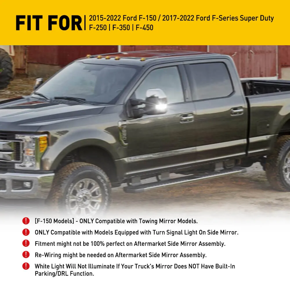 2pcs LED Side Mirror Lights for Ford 15-22 F150, 17-22 F250-450 Super Duty