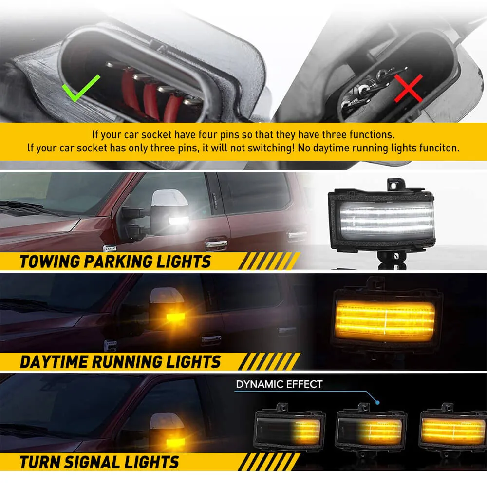 2pcs LED Side Mirror Lights for Ford 15-22 F150, 17-22 F250-450 Super Duty