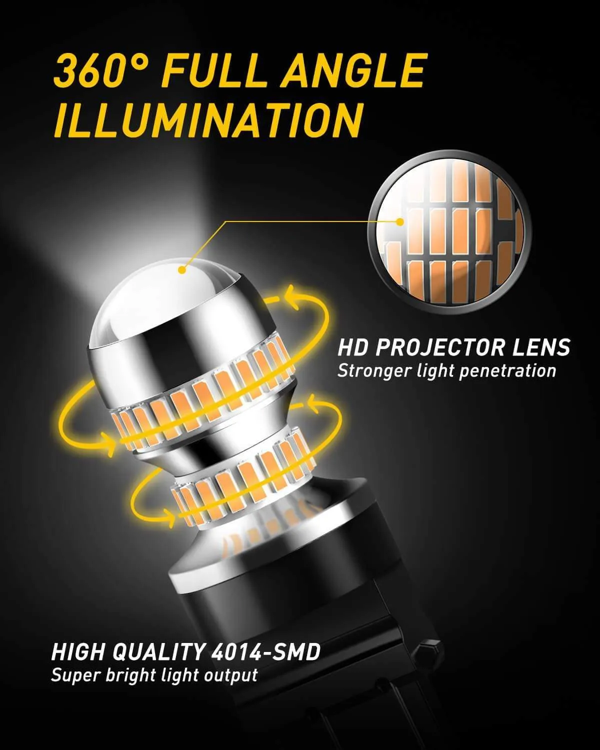 3157 LED Bulb Amber Yellow 3156 3056 4057 4157 AUXITO LED Turn Signal Light Bulbs Blinker Parking Side Marker Lights, Pack of 2