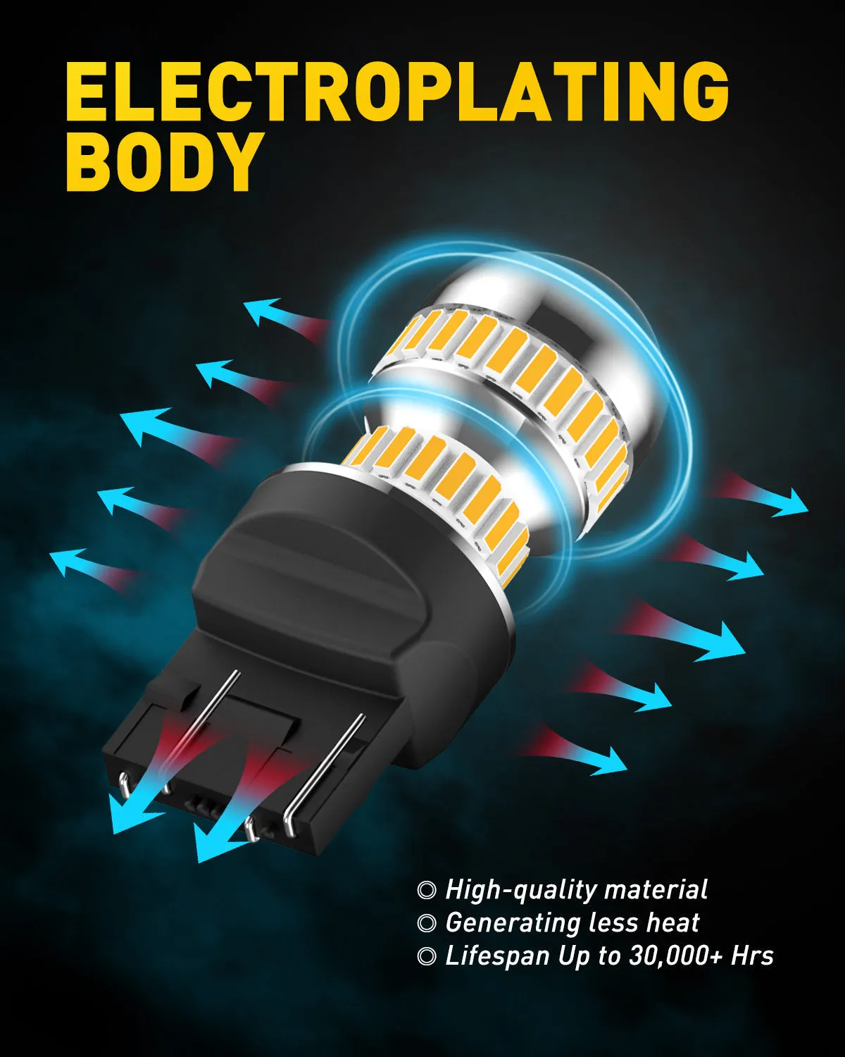 7443 LED Bulb Amber Yellow 7440, 7443, 7444, W21W, WY21W AUXITO LED Turn Signal Light Bulbs Blinker Parking Side Marker Lights
