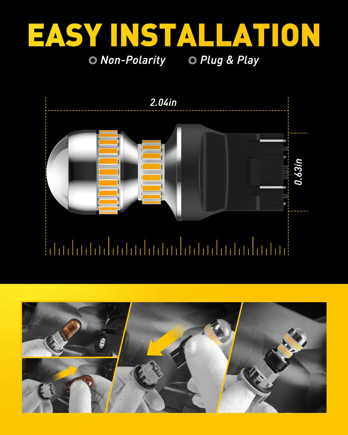 7443 LED Bulb Amber Yellow 7440, 7443, 7444, W21W, WY21W AUXITO LED Turn Signal Light Bulbs Blinker Parking Side Marker Lights