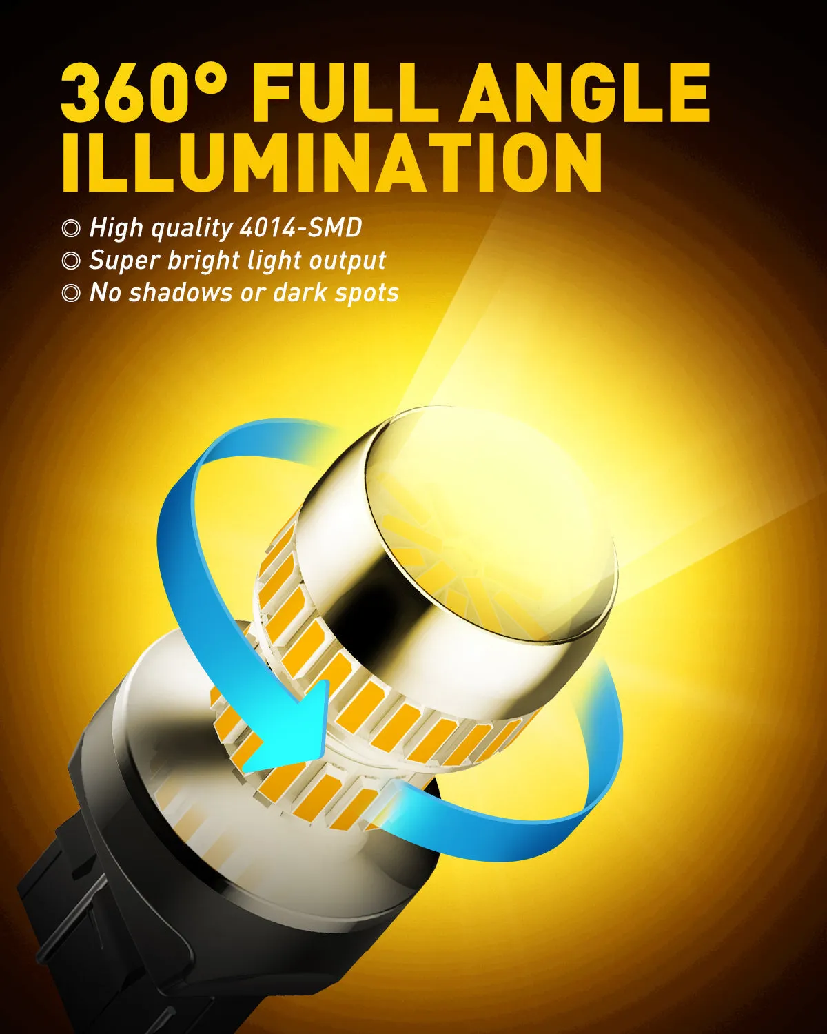 7443 LED Bulb Amber Yellow 7440, 7443, 7444, W21W, WY21W AUXITO LED Turn Signal Light Bulbs Blinker Parking Side Marker Lights