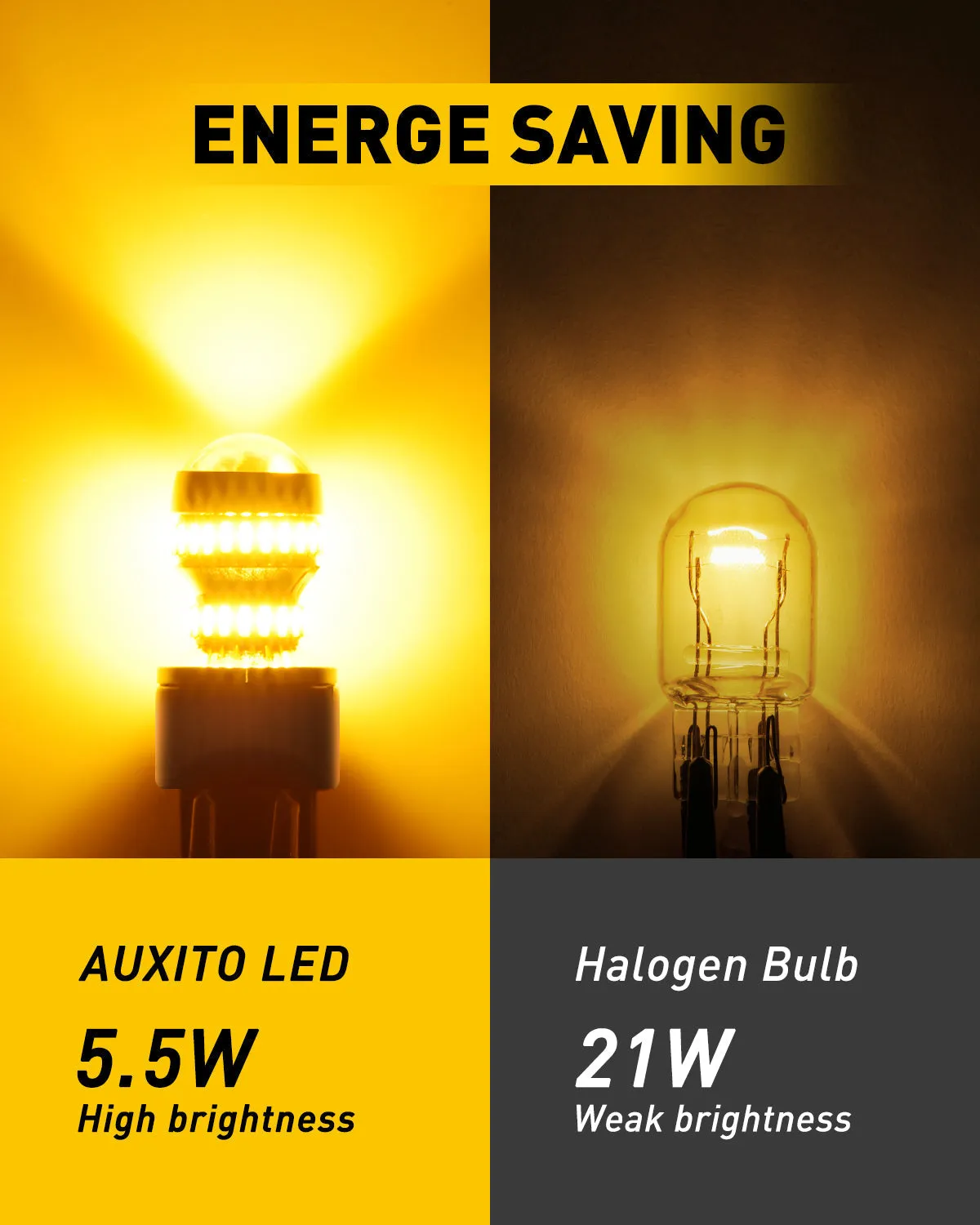 7443 LED Bulb Amber Yellow 7440, 7443, 7444, W21W, WY21W AUXITO LED Turn Signal Light Bulbs Blinker Parking Side Marker Lights