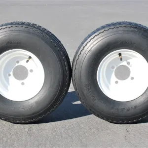 Antego (Qty: 1) Trailer Tire On Rim 570-8 5.70-8 Load C 4 Lug White Wheel
