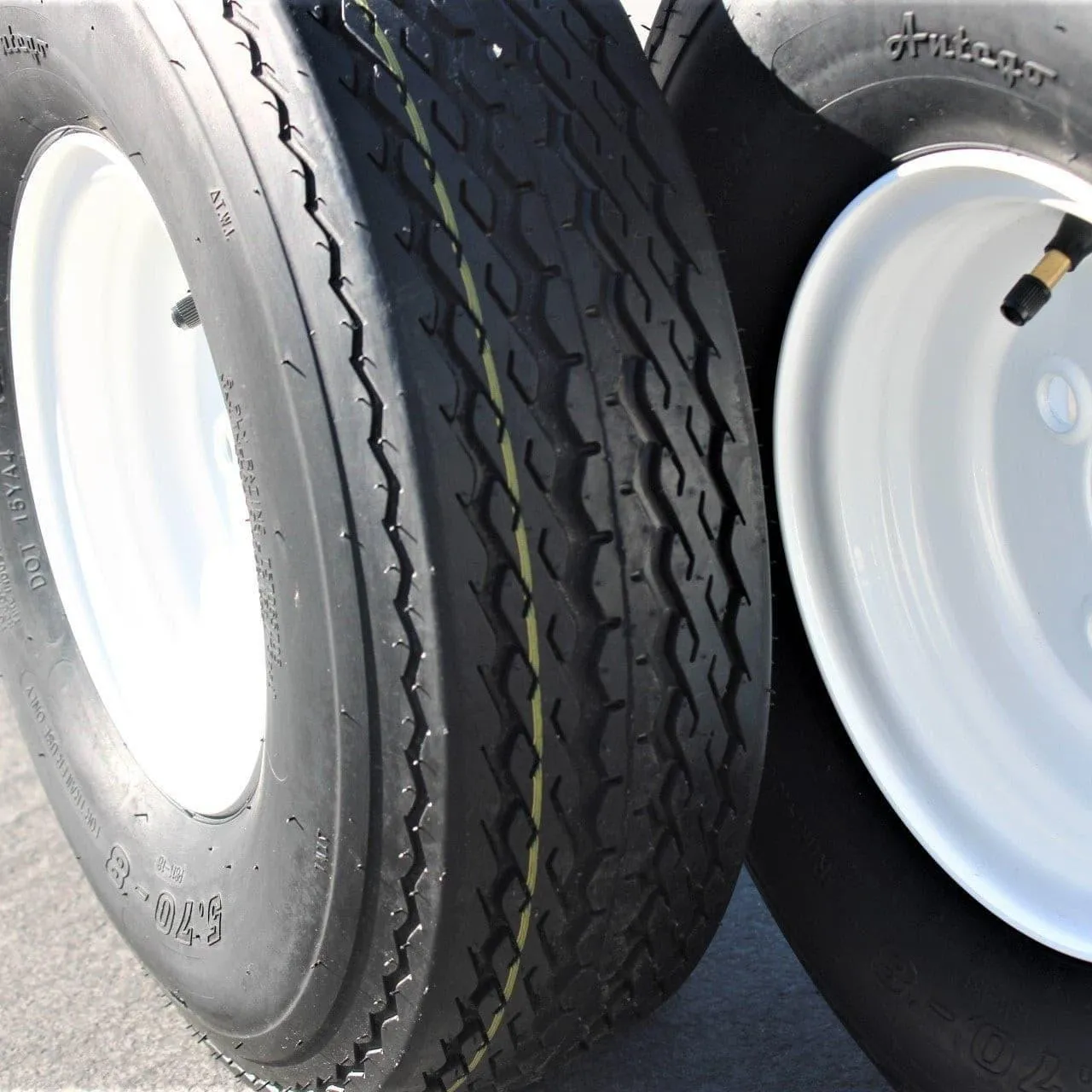 Antego (Qty: 1) Trailer Tire On Rim 570-8 5.70-8 Load C 4 Lug White Wheel
