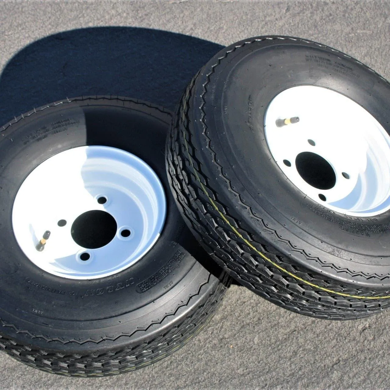 Antego (Qty: 1) Trailer Tire On Rim 570-8 5.70-8 Load C 4 Lug White Wheel