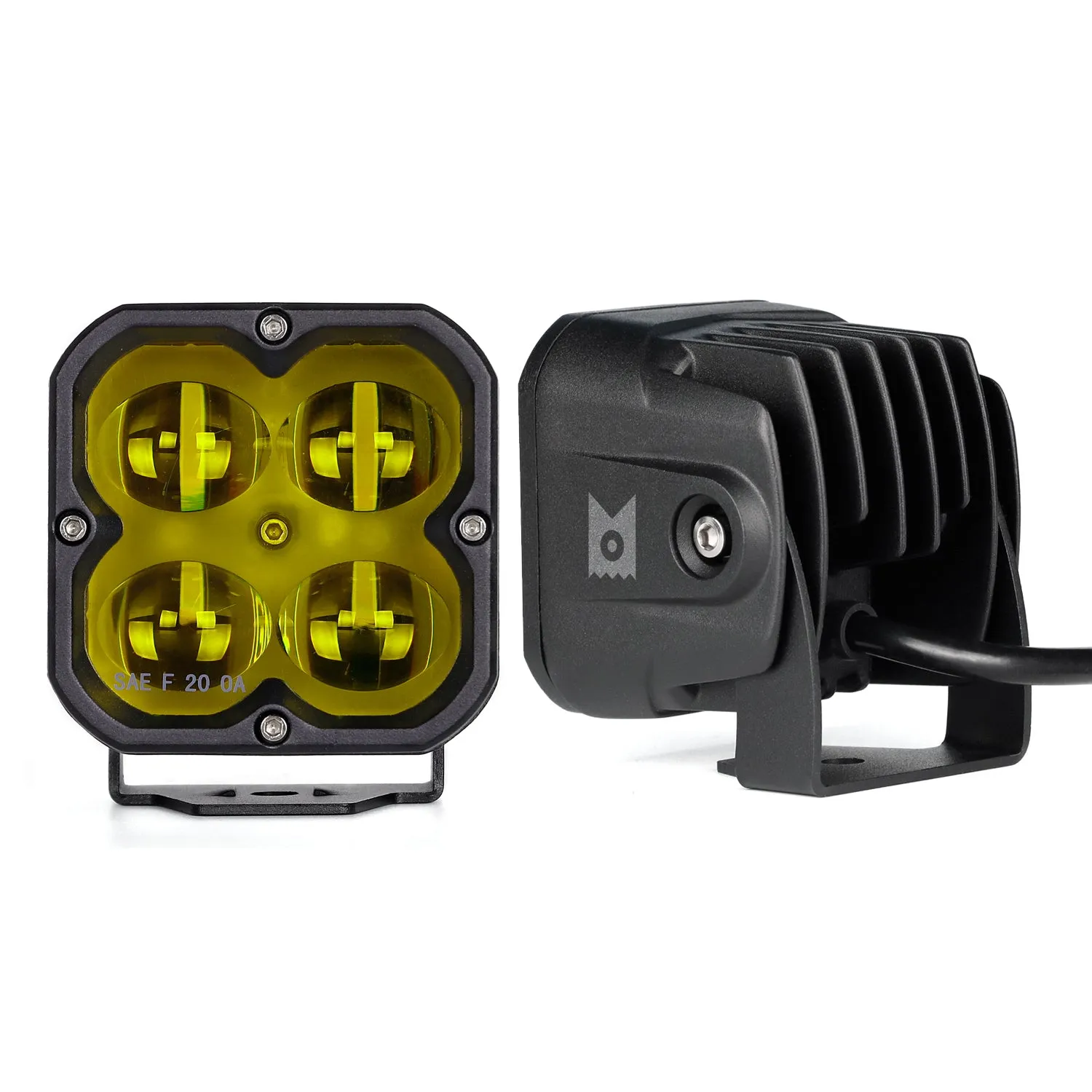 Arc Lighting Concept Series Pod LED Fog Light Assembly - 36 Watts - Yellow Lens - 3 in Square - Surface Mount - Black (Pair)