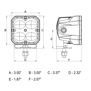 Arc Lighting Concept Series Pod LED Fog Light Assembly - 36 Watts - Yellow Lens - 3 in Square - Surface Mount - Black (Pair)