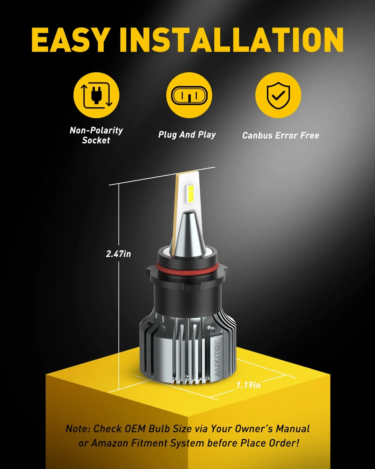 AUXITO PSX26W LED Fog Light Bulb, 6000LM 30W, Super Bright PSX26W/12278/H28W Fog Light