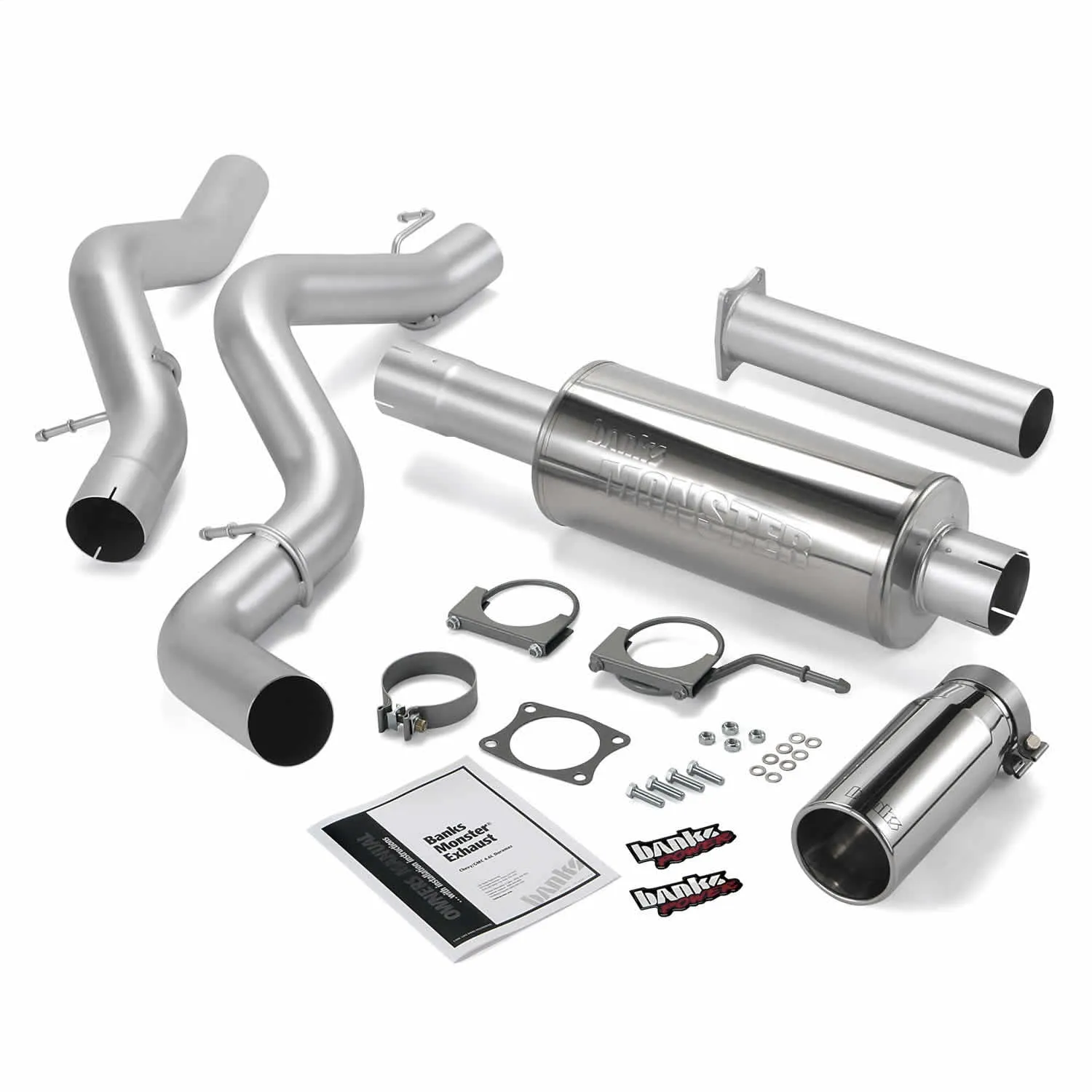 Banks Power 48634 Monster Exhaust System; S/S-Chrome Tip-2001-05 Chevy 6.6L; EC/CCLB