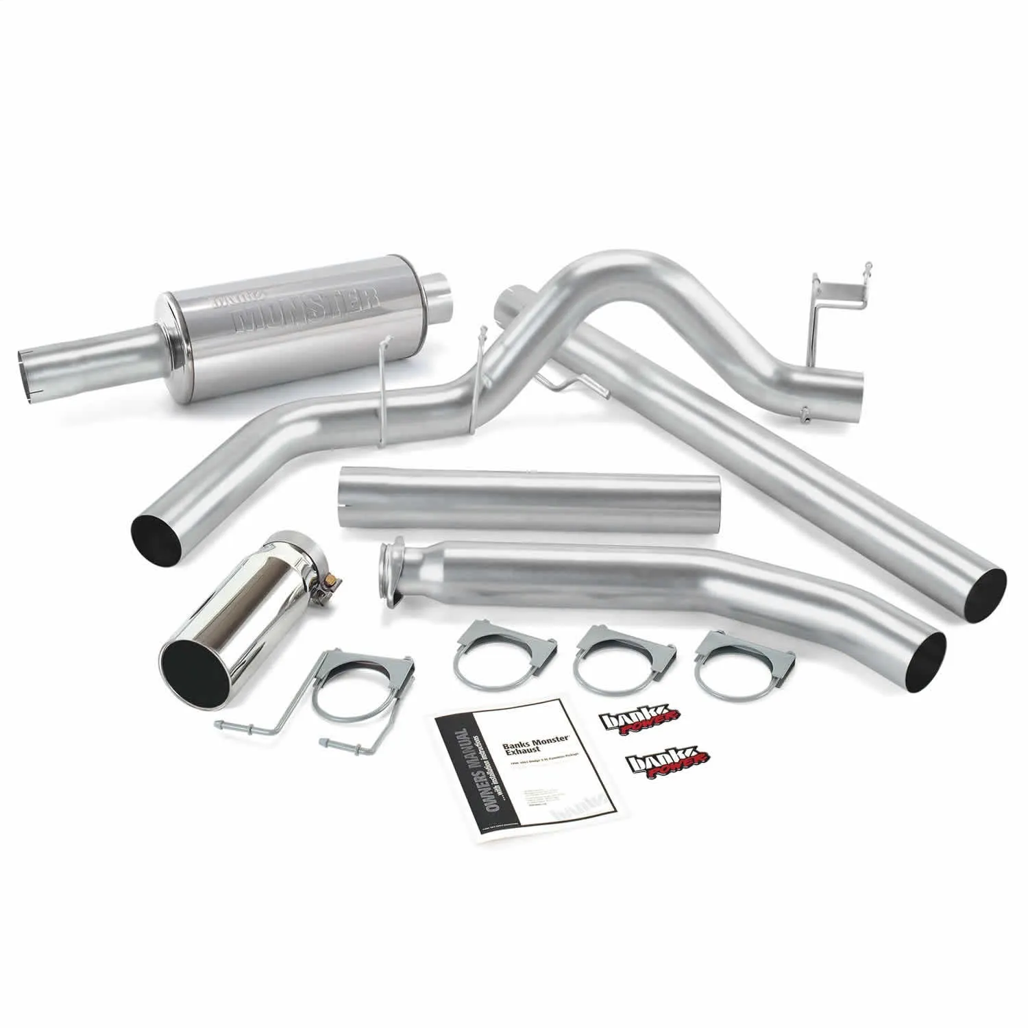 Banks Power 48635 Monster Exhaust System; S/S-Chrome Tip-1998-02 Dodge 5.9L; Std Cab