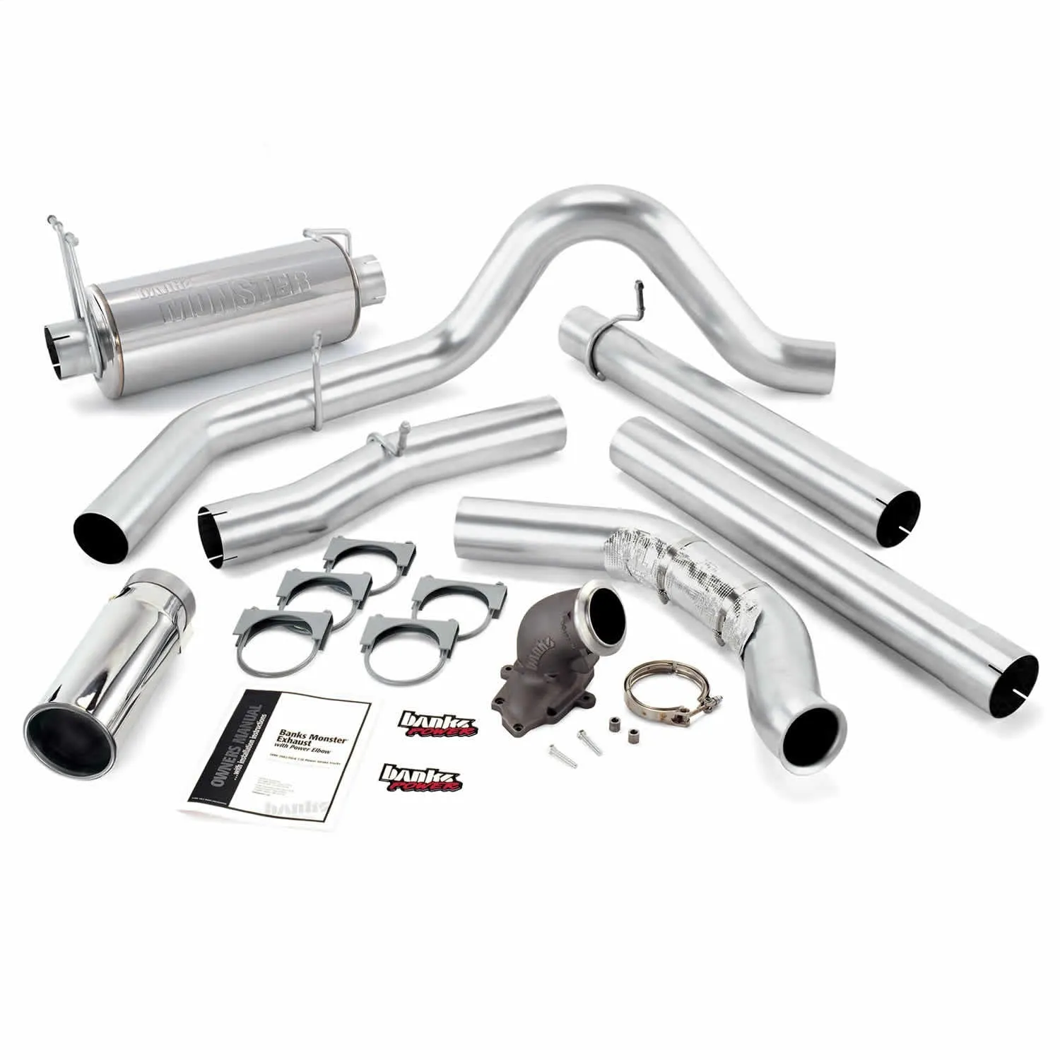 Banks Power 48654 Monster Exhaust W/Power Elbow; S/S-Chrome Tip-2000-03 Ford 7.3L; Excursion