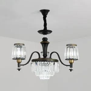 Black Tapered Chandelier with Clear Crystal Shade - Simple Drop Lamp for Elegant Lighting