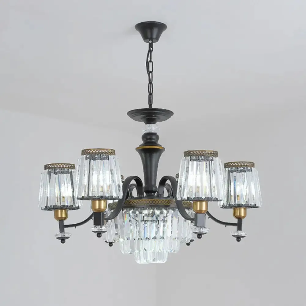 Black Tapered Chandelier with Clear Crystal Shade - Simple Drop Lamp for Elegant Lighting