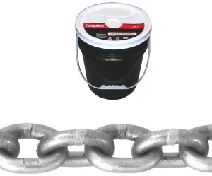 Campbell 0181423 High-Test Chain, 1/4 in, 150 ft L, 2600 lb Working Load, 43 Grade, Carbon Steel, Zinc :PAIL: QUANTITY: 1