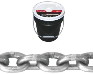 Campbell 0181623 High-Test Chain, 3/8 in, 75 ft L, 5400 lb Working Load, 43 Grade, Carbon Steel, Zinc :PAIL: QUANTITY: 1