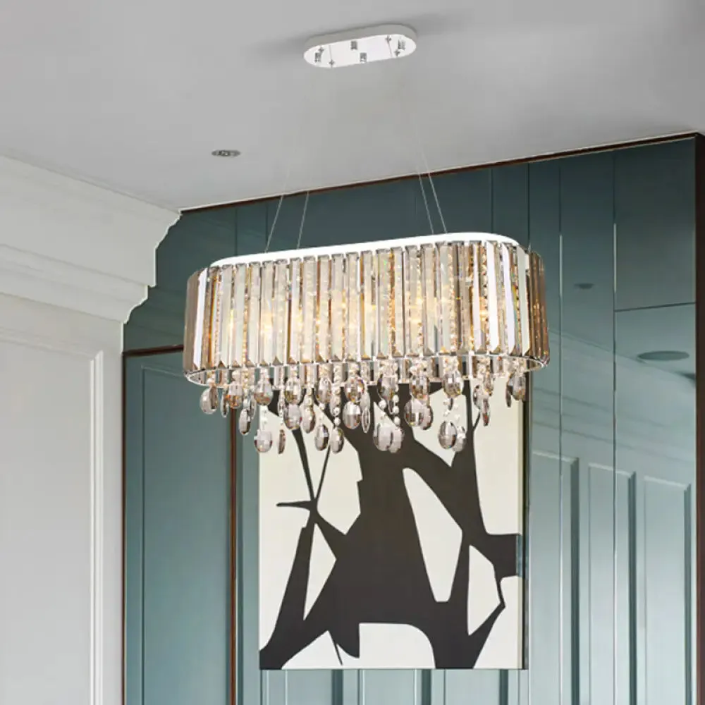 Contemporary 6-Head Living Room Chandelier with Crystal Shade