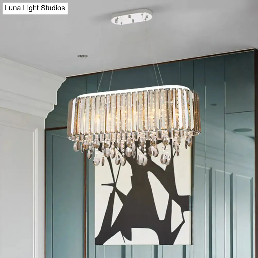 Contemporary 6-Head Living Room Chandelier with Crystal Shade