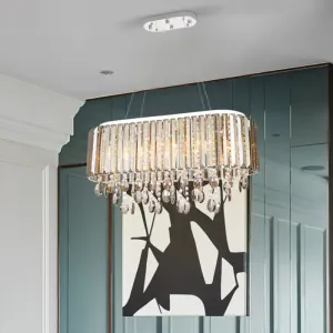 Contemporary 6-Head Living Room Chandelier with Crystal Shade