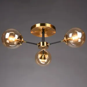 Contemporary Bedroom Sparkle: Stained Glass Sputnik Flush Mount Ceiling Chandelier