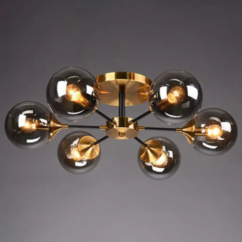 Contemporary Bedroom Sparkle: Stained Glass Sputnik Flush Mount Ceiling Chandelier