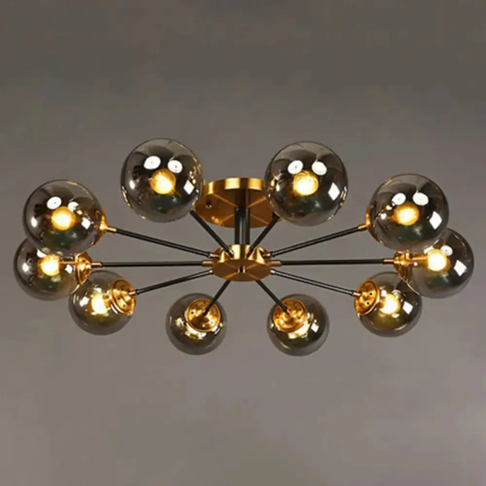 Contemporary Bedroom Sparkle: Stained Glass Sputnik Flush Mount Ceiling Chandelier