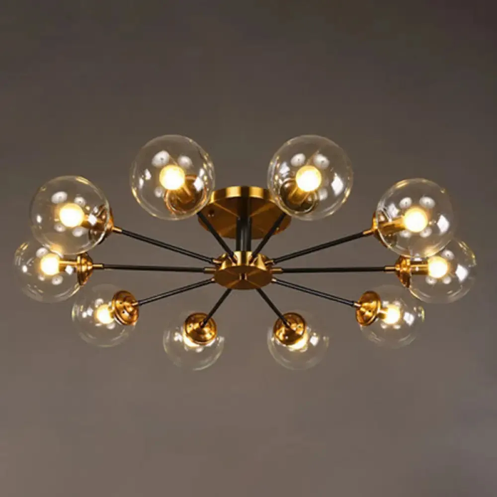 Contemporary Bedroom Sparkle: Stained Glass Sputnik Flush Mount Ceiling Chandelier