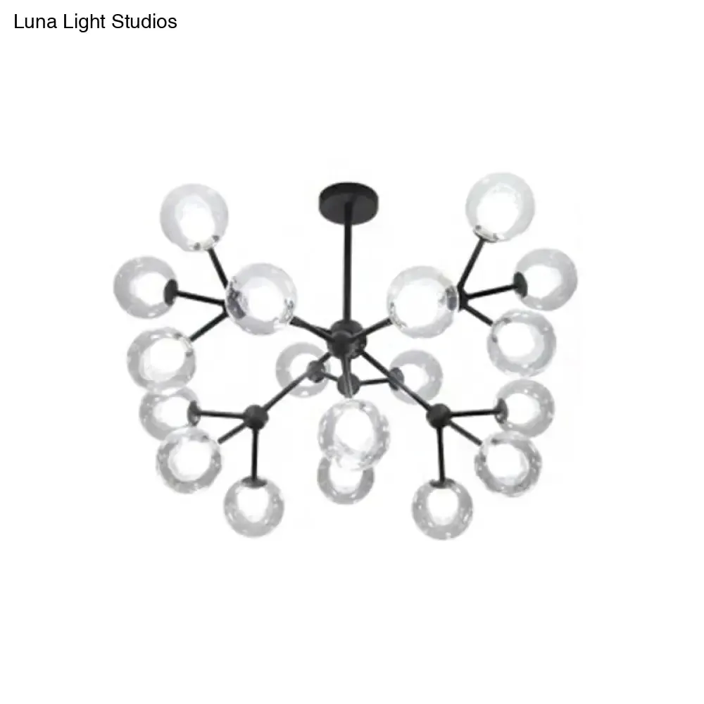 Contemporary Black Chandelier Light Fixture with Clear & Frosted Glass