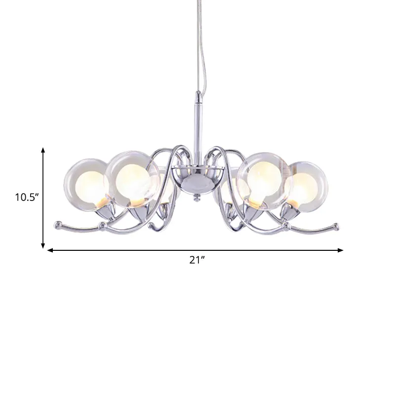 Contemporary Clear Glass Chandelier - Chrome LED Pendant Light with Sputnik Design