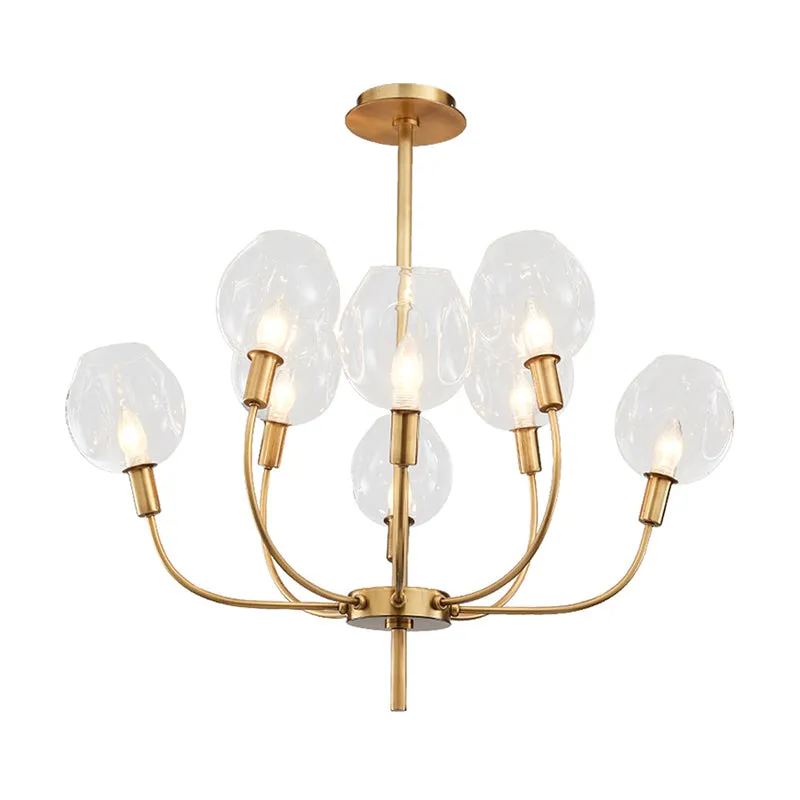 Contemporary Glass Pendant Light with Gold Finish for Restaurant and Foyer