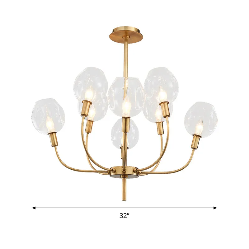 Contemporary Glass Pendant Light with Gold Finish for Restaurant and Foyer